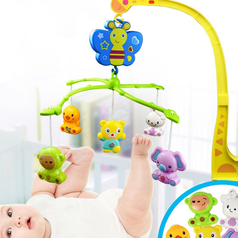 4 in 1 Musicale Presepe Letto mobile Campana Kawaii Animale Crepitio Del bambino di Rotazione della Staffa Giocattoli Giraffa Supporto vento-su regalo di musica scatola