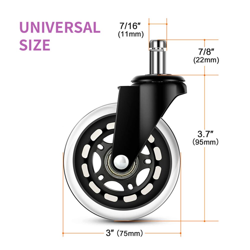 5PCS Chair Wheels Castors Swivel Caster Office Chiar Replacement 3inch Heavy Duty Quiet Floor Protection Furniture Hardware