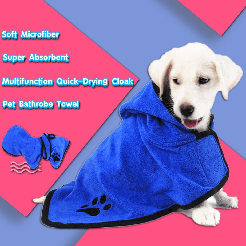 Soft Super Absorbent Microfiber Pet Dog Towels Bathrobe Dog Towel Drying Robe Quick-Drying Cat Pet Cloak Multifunction For House