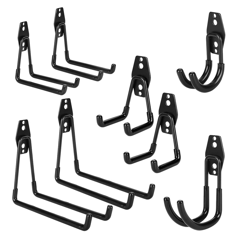 8 Pack Heavy Duty Garage Storage Hooks for Ladders & Tools, Wall Mount Garage Hanger Organizer with Anti-Slip Coating: Default Title