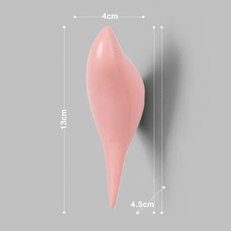 Accesorios creativos para el hogar, gancho decorativo de pared para pájaros, decoración de pared de resina, colgador de puerta de dormitorio, ganchos individuales estéreo, 1 Uds.: Rosa