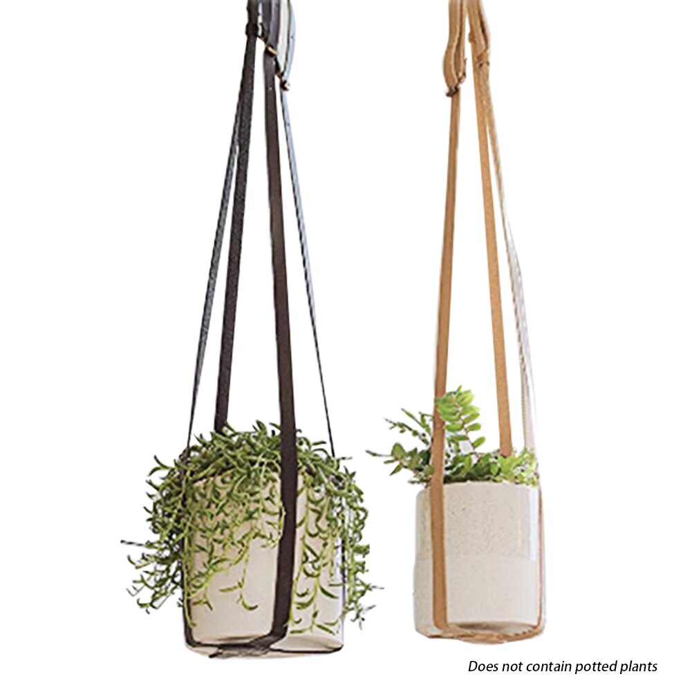 Patio Flower Pot Indoor Outdoor Plant Hanger Home Hanging Basket Adjustable Length Flexible Garden Faux Leather Portable Balcony