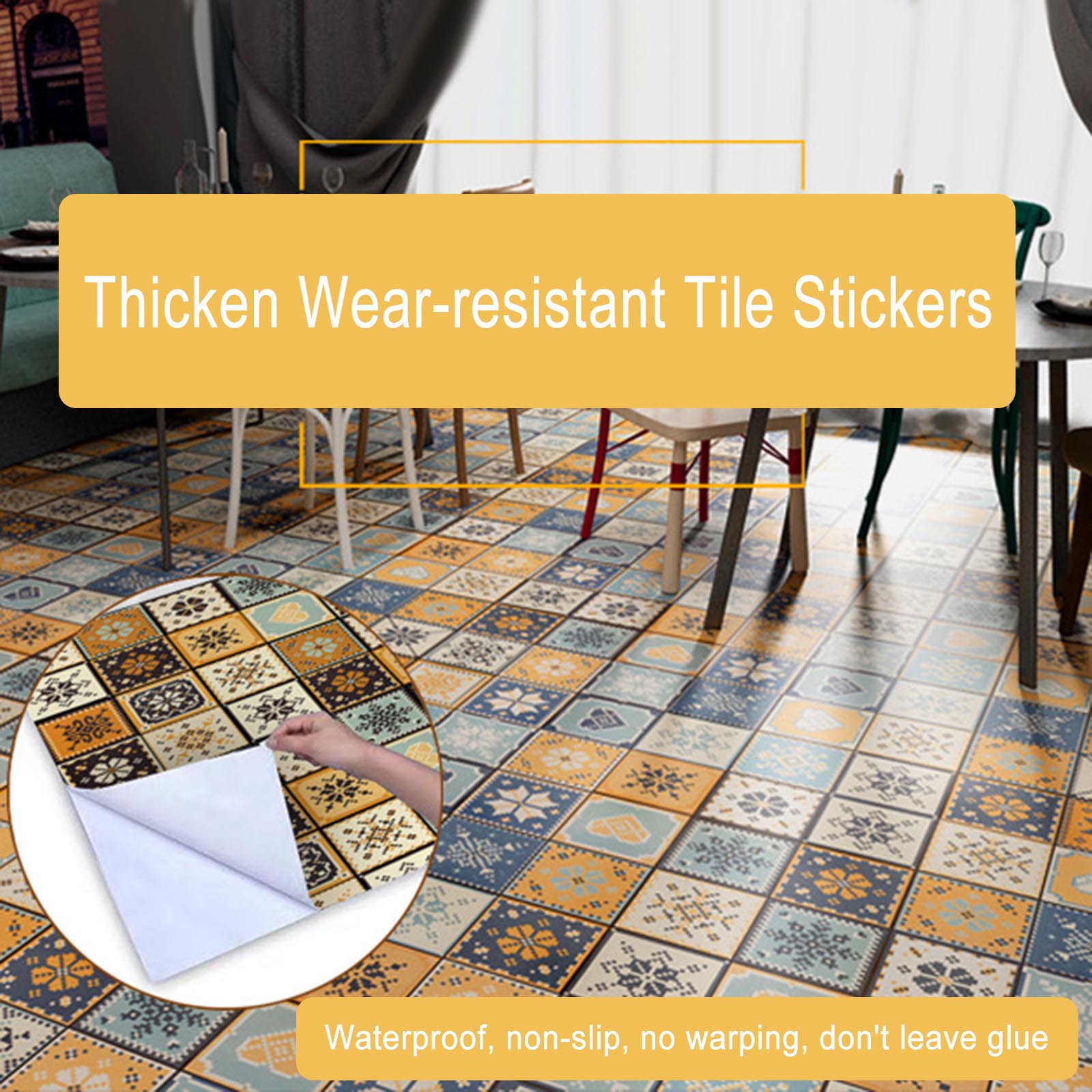 1PC Self Adhesive Retro Tile Stickers Waterproof PVC Removable Wall Stickers Decals DIY Wallpapers for Kitchen Bathroom Decor