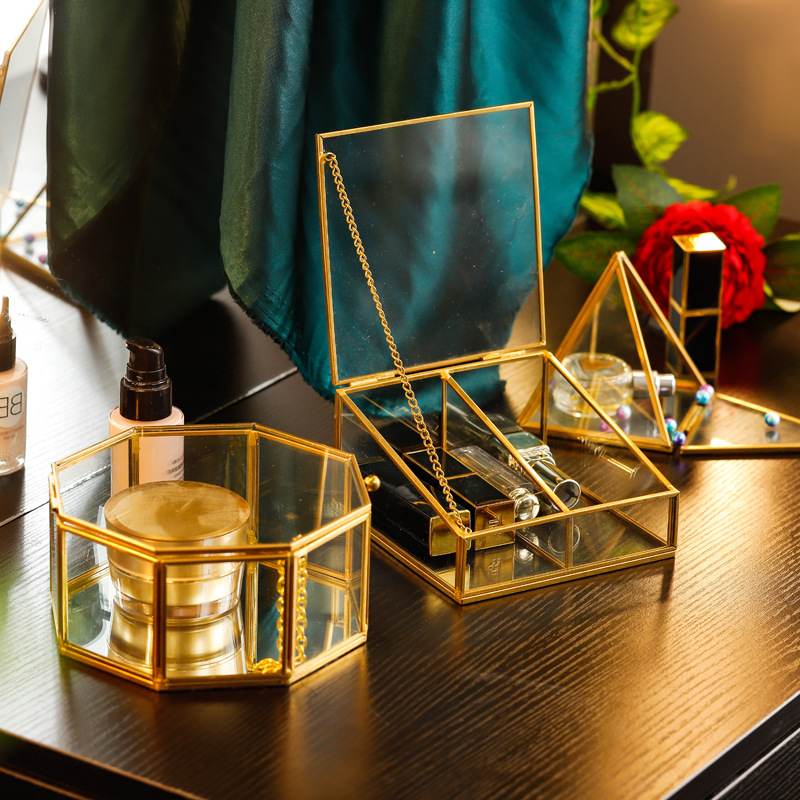 Geometryczne przezroczyste szklane pudełko na biżuterię Tabletop sukulenty pojemnik domowa biżuteria robić przechowywania szkła dekoracja rzemieślnicza