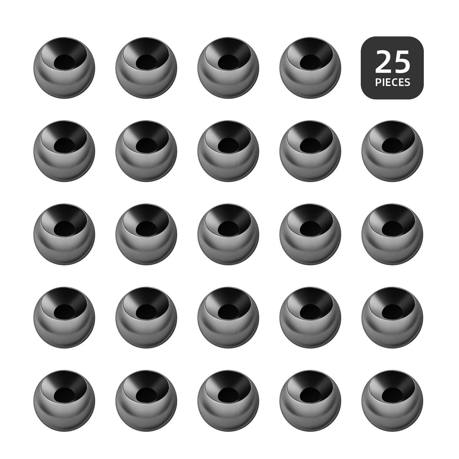 SF Cyclops Tungsten Bead Head Eyes for Fly Tying Nymph Head Ball Beads Nickel（25 Pieces）