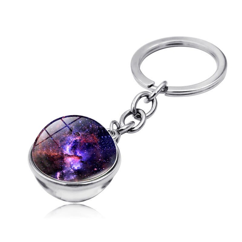 Moto Keychain Key Ring Chain Glass Ball Keyring Solar System For Friend Auto Accessorie Motorcycle Keychain Keys Holder: Yellow