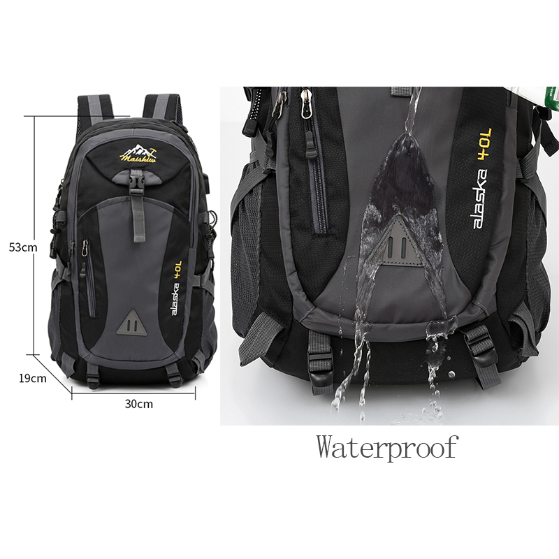 40L Waterdichte Usb Opladen Klimmen Unisex Mannelijke Reizen Mannen Rugzak Mannen Outdoor Sport Camping Wandelen Rugzak Schooltas Pak