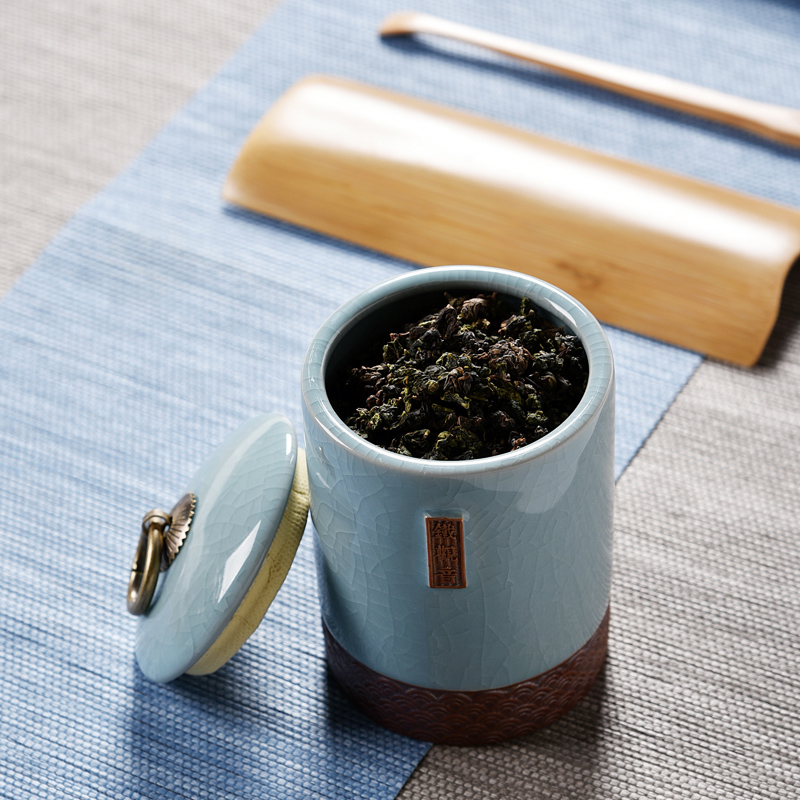 Pequeño tarro de té Caddy de cerámica sello de almacenamiento de té cofre café dulces caja de almacenamiento de alimentos de cocina juego de té Kung Fu tanque portátil