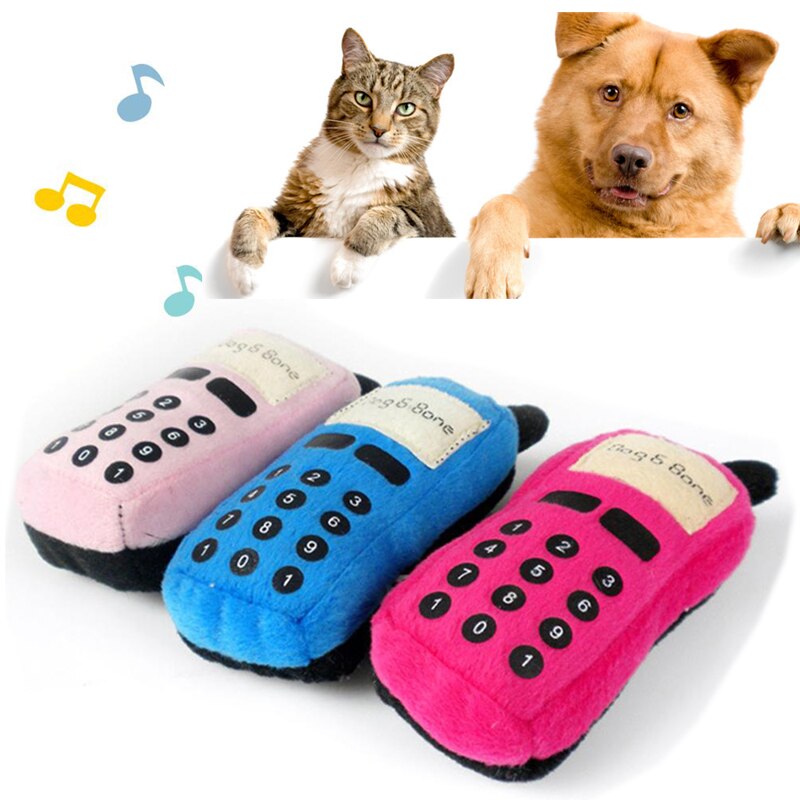 Grappig schattig hondenspeelgoed Hond Puppy Mobiele telefoon Vorm Hond Piepend speelgoed Pluche pop Spelen Training Kauwspeeltje Hondenbenodigdheden klinkend speelgoed