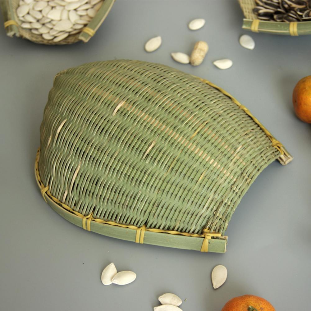 Bamboo Weaving Storage Basket Handmade Open Bamboo Sieve Handwoven Drying Bamboo Basket Dustpan Snack Trays Food Storage