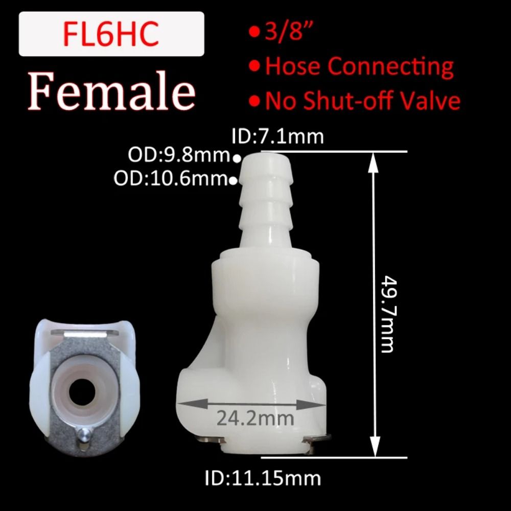 1Pcs Tube Connector Hose Joint Disconnect Fitting Coupling Male Female Quick Coupler 5/16 3/8 L-Series Hose Barb Valved: grey