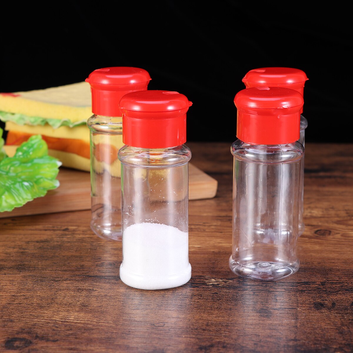 12pcs Plastic Thickened Clear Flavoring Seasoning Spice Container Shakers Bottles Spice Jar for Kitchen Barbecue Restaurant