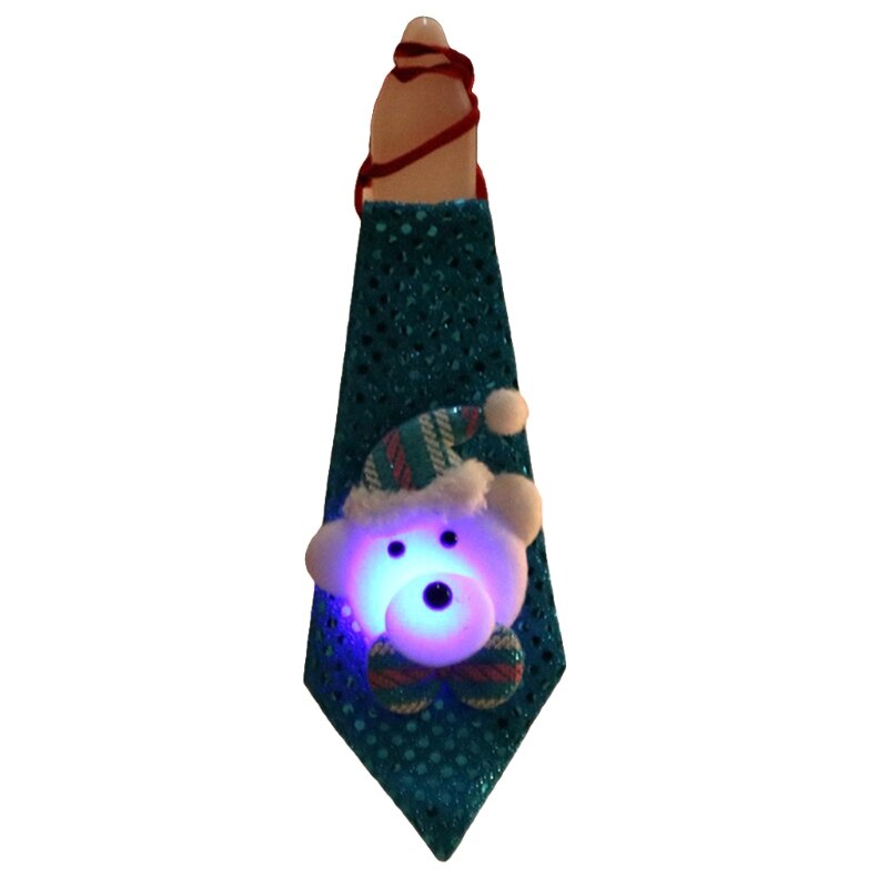 Nouveauté cravate brillante de noël, accessoire de Costume amusant, décoration de Festival en tissu doux, de fête, robe de 066B: Luminous bear