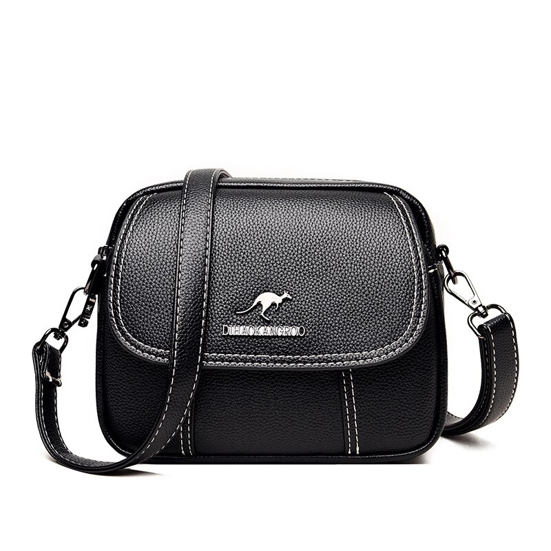 ALTE Seetang PU Leder Schulter Crossbody-tasche Für Frauen Neue Einfarbig Klappe lässig Umhängetasche Taschen feminina: schwarz