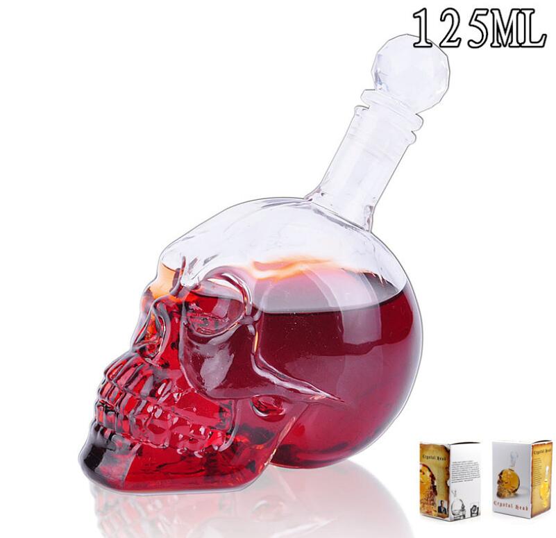 NOOLIM 1PC 2 Sizes Crystal Head Vodka Bottle Skull Head Bottles Gothic Wine Vodka Decanter Bar Wine Glass Bottle: 125ml