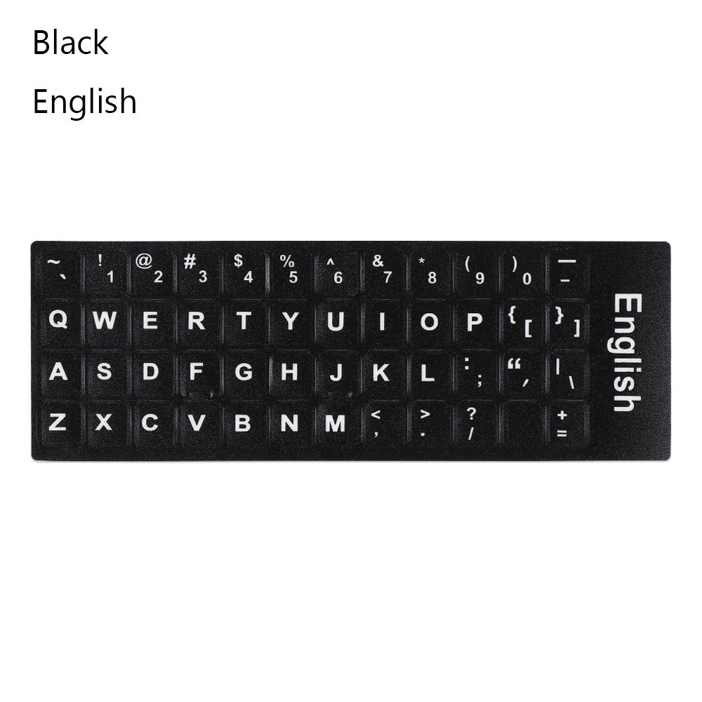 Odporna na zużycie miękka klawiatura naklejki hiszpański/angielski/rosyjski/Deutsch/arabski/włoski/japoński list zamiennik dla laptopa PC: Black English