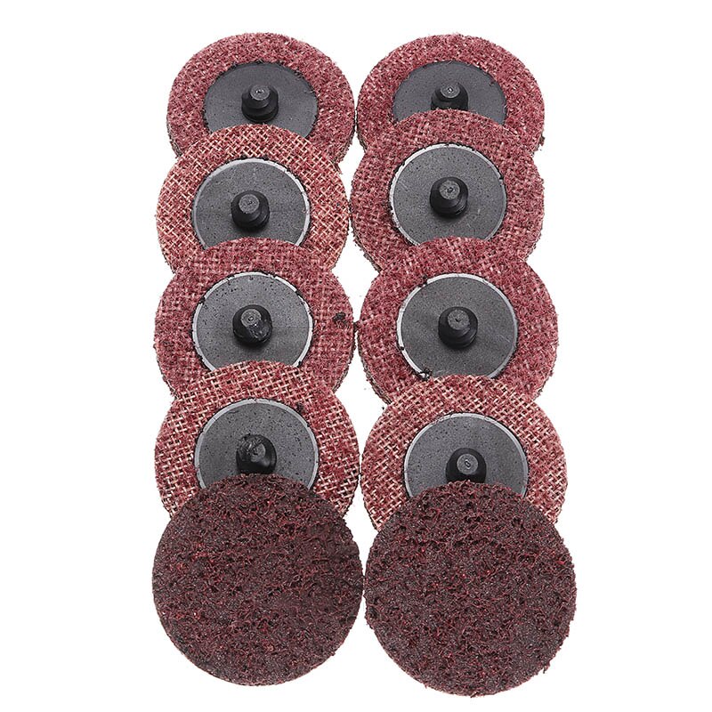 10 st 2 " 50mm roloc slipskiva skotsk brite rulllås fin/medium/grov ytkonditionering för metallbearbetningspolering: Röd