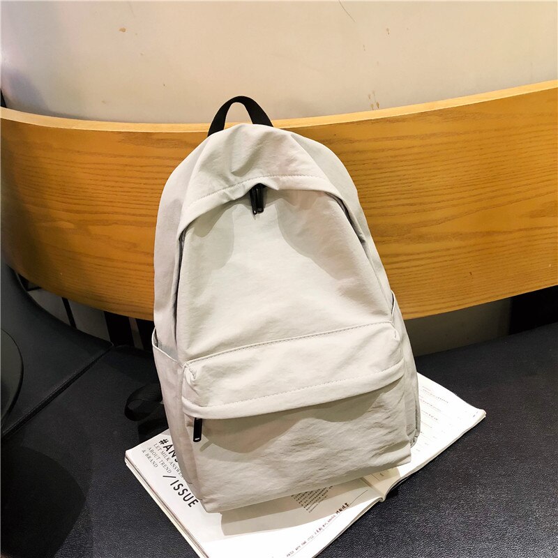 HOCODO Solid Canvas Backpack For Teenagers Women Casual Large Capacity School Bag Simple College Wind Travel Backpack Mochila: Gray