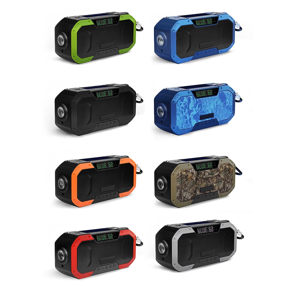 Radio solaire AM/FM étanche à manivelle, lampe de poche LED d&#39;urgence d&#39;extérieur et batterie externe 5000mAh