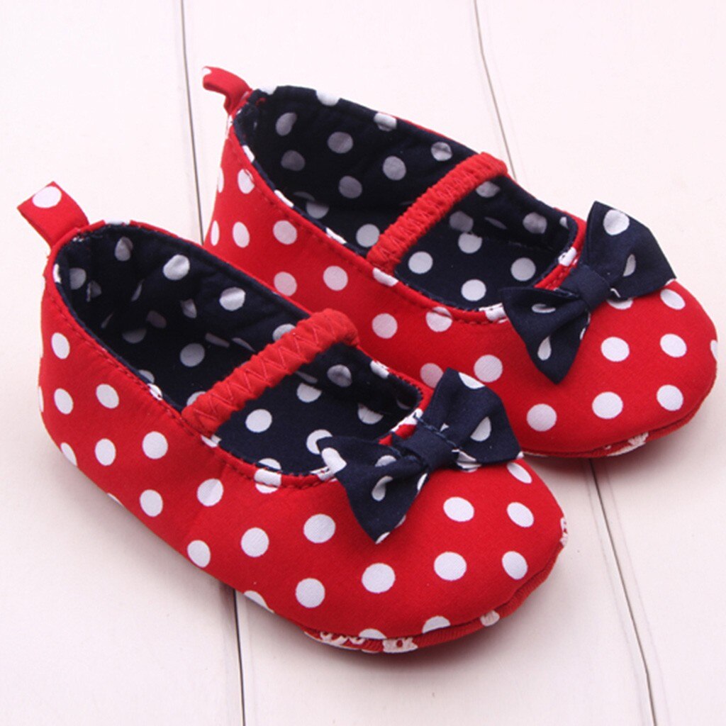 Pasgeboren Baby Meisjes Dot Strik Anti-Slip Babyschoenen Soft Sole Baby Girl Schoenen Для Новорожденных Stipboog meisje Schoenen
