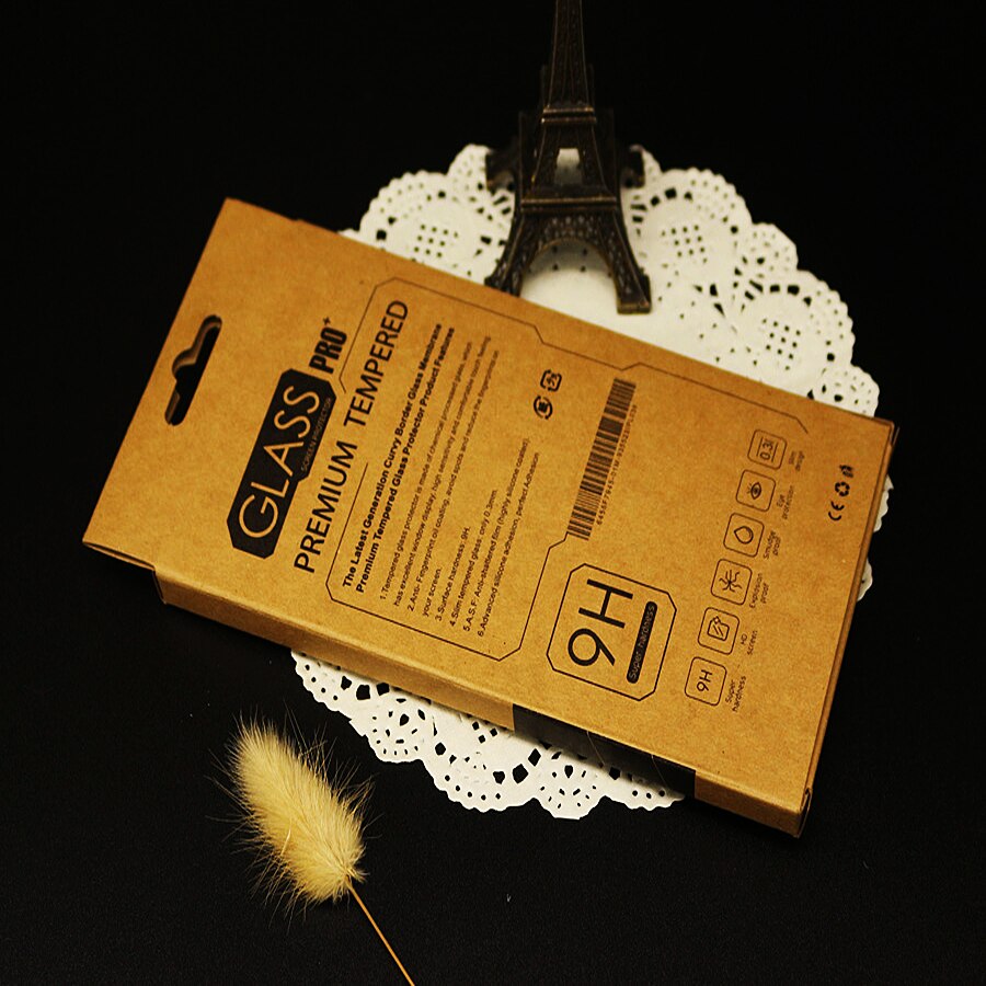 100pcs160*90*9mm Kraft Paper Retail Package Packaging Box for Phone and electronic accessories Tempered Glass Screen Protector