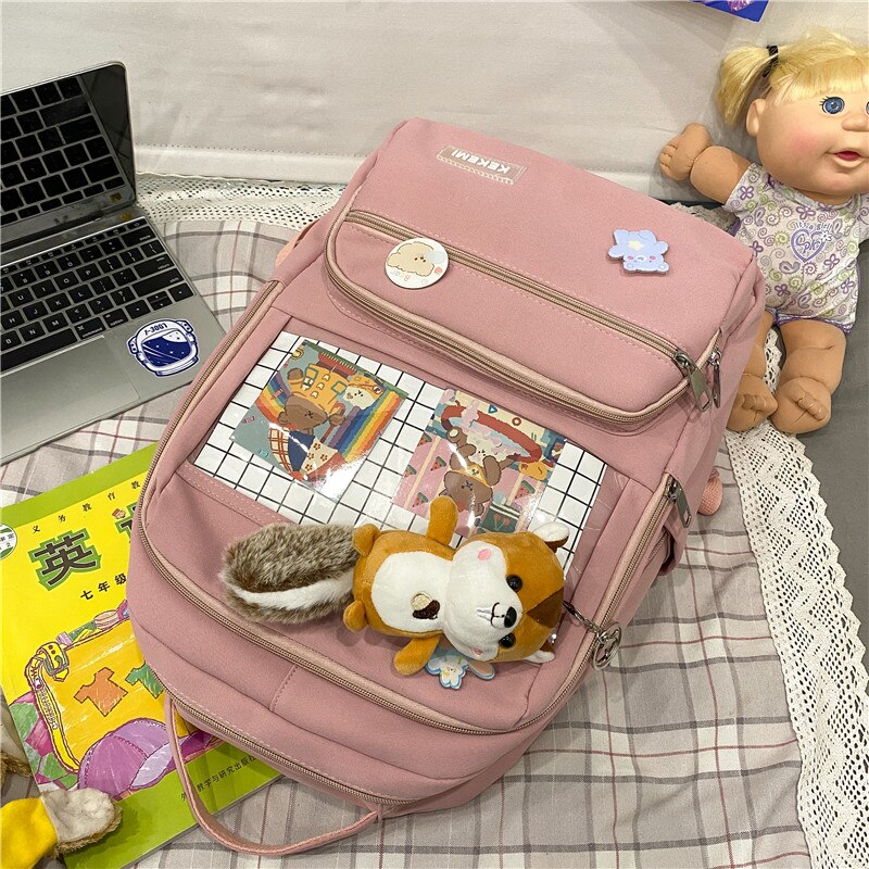 Moda ITA plecak wodoodporny Nylon dla kobiet Laptop panie śliczny żeński plecak Kawaii Student mężczyźni przezroczysty tornister: VIPink / Only-Bag