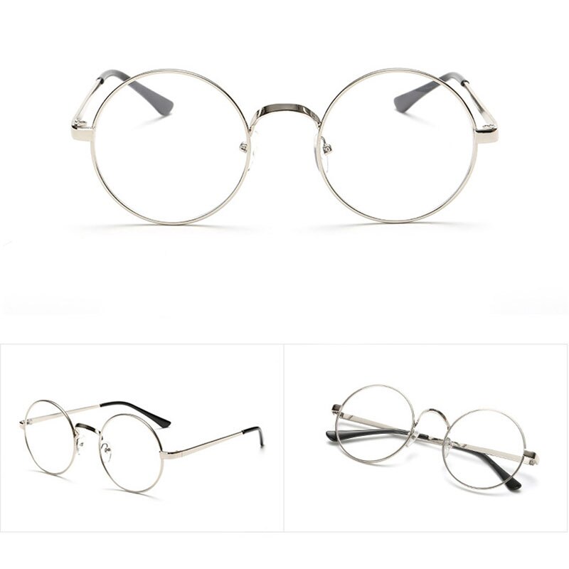 Chic Eyeglasses Retro Big Round Metal Frame Clear Lens Glasses Nerd Spectacles