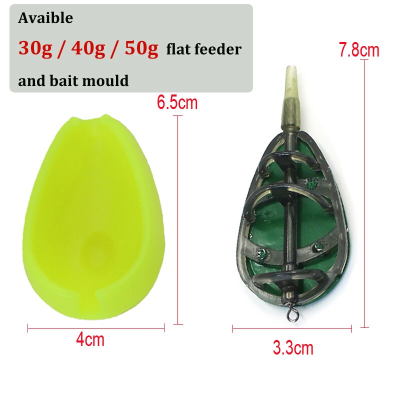 30g/40g/50g Carp Fishing In Line Method Feeders Accessories Set Quick Release Flat Method Feeder and Bait Mould for Carp Feeders