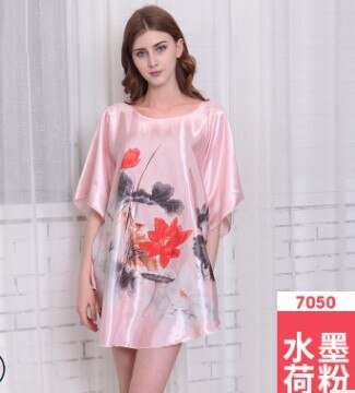 Ladies Silk Pajamas nightdress BianFuShan female short sleeved summer 7050: 2