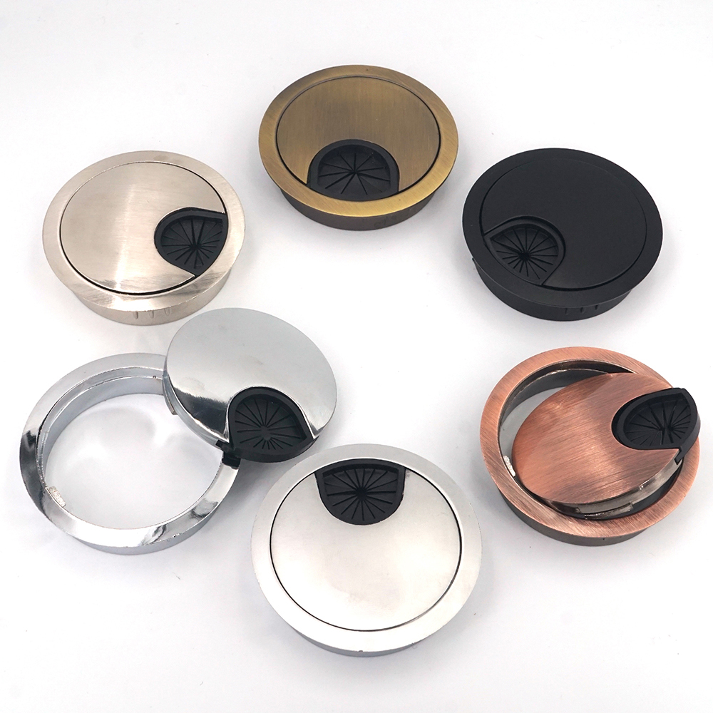 Zinklegering trådhålskydd uttagsport bordsdator dator skrivbord rund kabelgenomföring linjehållare 50mm/53mm/60mm/80mm