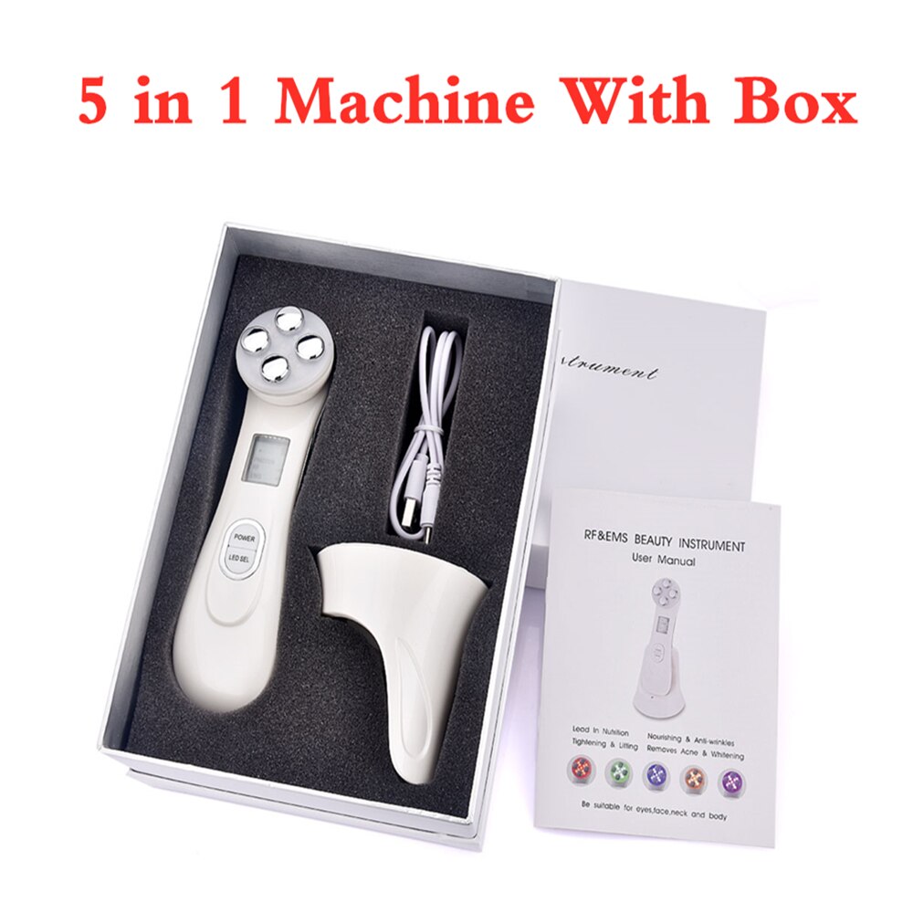 Mesotherapie Elektroporatie Rf Radio Frequentie Facial Led Photon Lichttherapie Machine Gezicht Lifting Beauty Skin Massager: 5 in 1 with Box