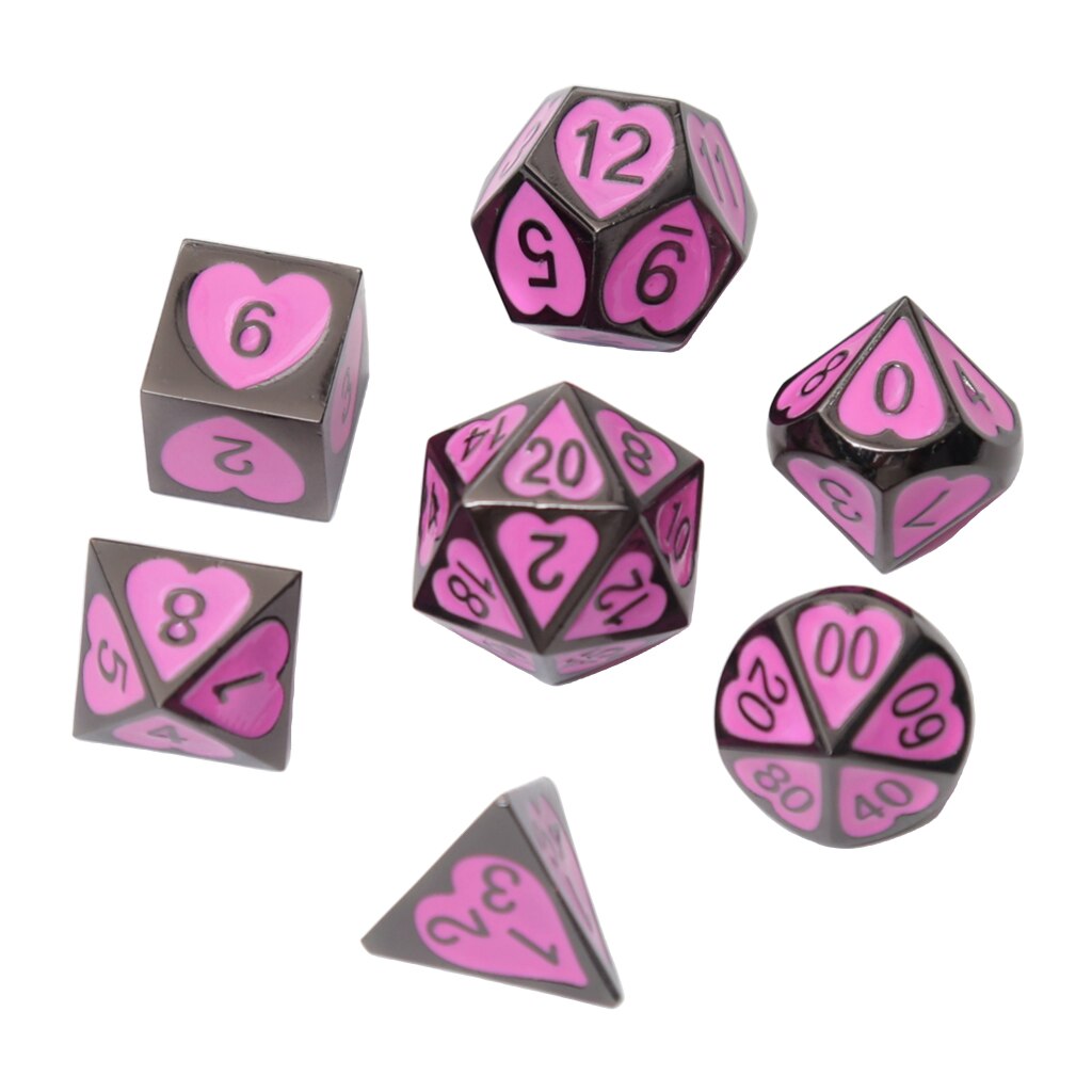 7 Stks/set Solide Metalen Multi Side Cijfer D4 D6 D8 D10 D12 D20 Board Game Dice Set Voor Party Casino board Game: 02