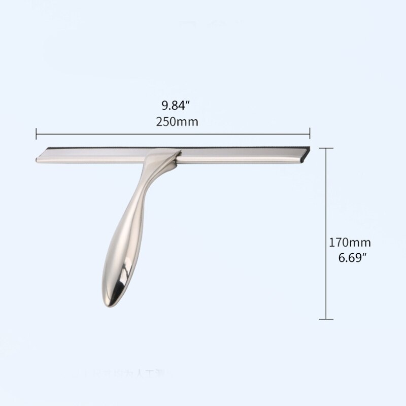 Rvs Window Squeegee Cleaner Chrome Window &amp; Douche Scherm Ruitenwisser Met Zuignap Haak Voor Schoonmaken Venster