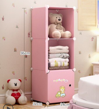 DIY Multi-layer Simple Children Wardrobe Girl Assembled Plastic Closet Cartoon Simple Modern Economic Baby Storage Cabinet: Black