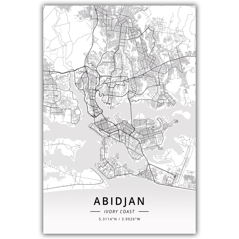 Abidjan Ivory Coast Map Poster