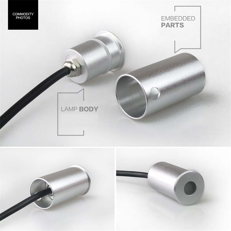 Luz LED subterránea de 1W, entrada de 30mm 12-24V IP65, lámpara led Cree de aluminio integrada, impermeable en el exterior, punto de luz