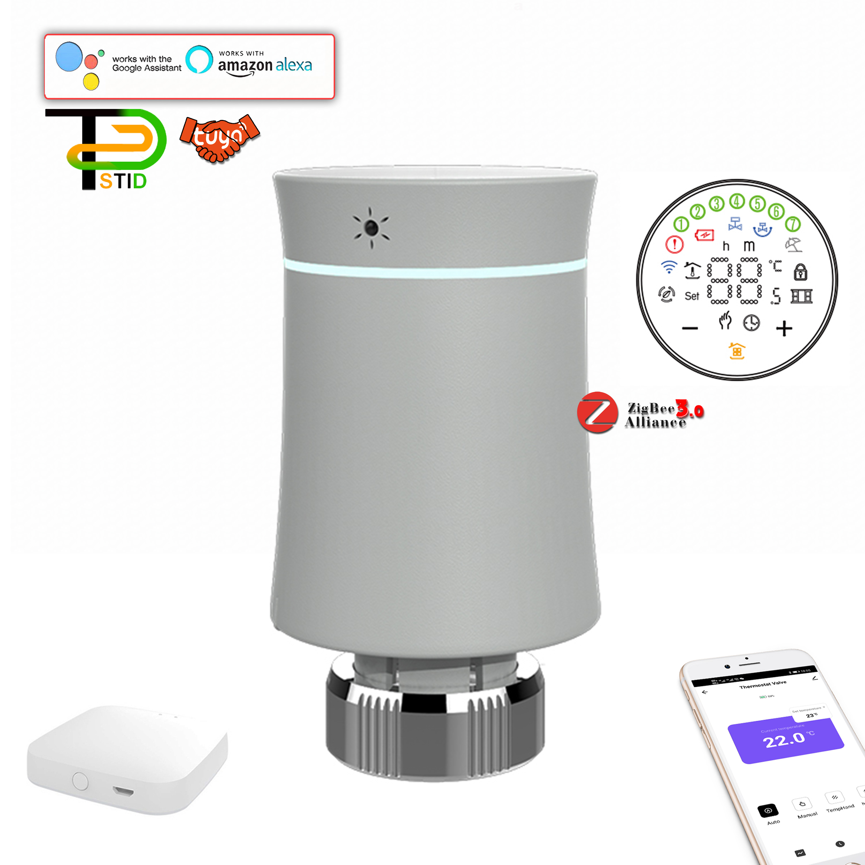 Batteria 3.0V TUYA TRV Zigbee termostato valvola intelligente per riscaldamento a pavimento collettore gateway funziona con Alexa Google casa