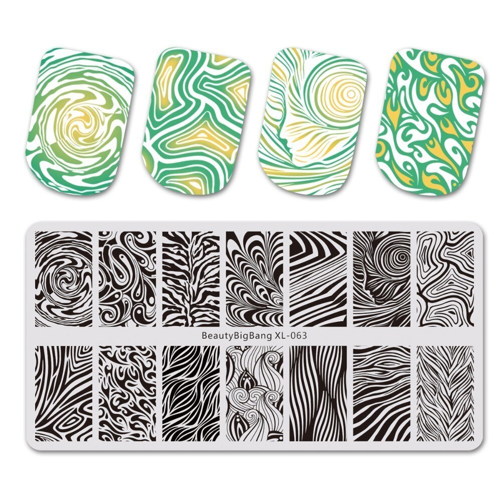 BeautyBigBang-láminas rectangulares para manicura Tema de otoño, estampador de uñas, 6x12cm: XL-063