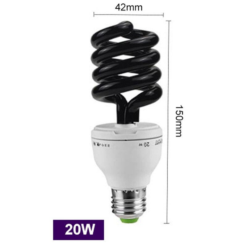 Bombillas UV negras de 13W-40W, luz ultravioleta E27, 220V, 12V, espiral BLB CFL, lámpara insecticida, luz fluorescente: Spiral 20W / 12V