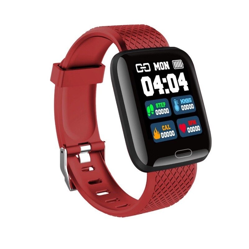 1.3 inch Smart Watch Men Full Touch Smartwatch Fitness Tracker Blood Pressure Fitness Tracker Smart Clock Women Smartwatch: Red