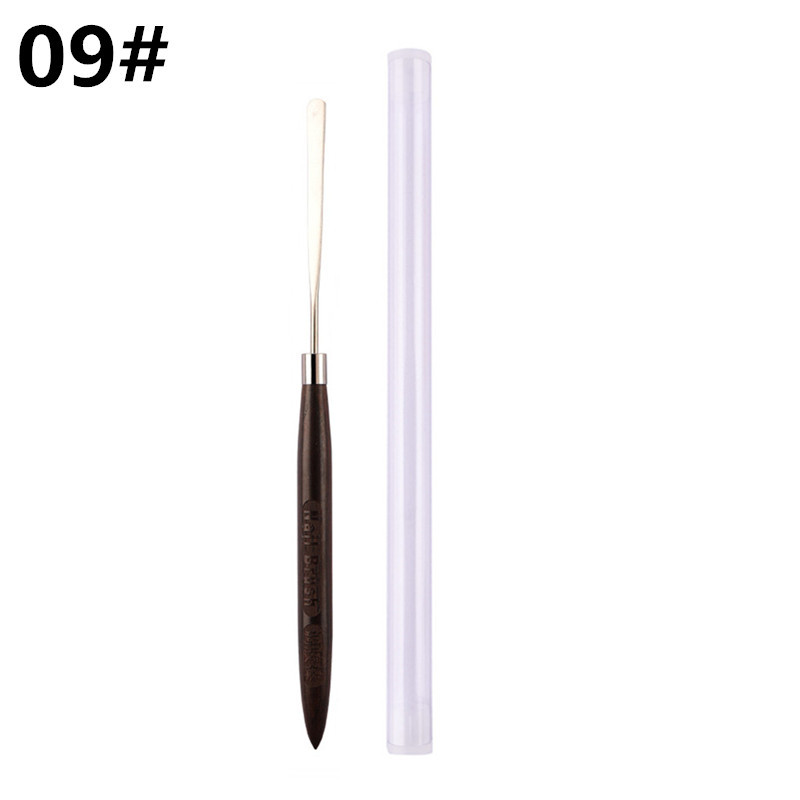 Pincel redondo con mango de madera para decoración de uñas, espátula Triangular, línea de pintura de dibujo, herramientas de manicura de Metal redondas y planas: Multicolor