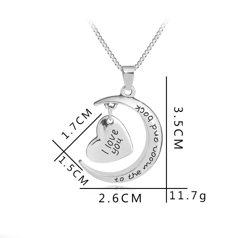"i love you to the moon and back" heart necklace valentine's day mother's day romantic accessories jewelry