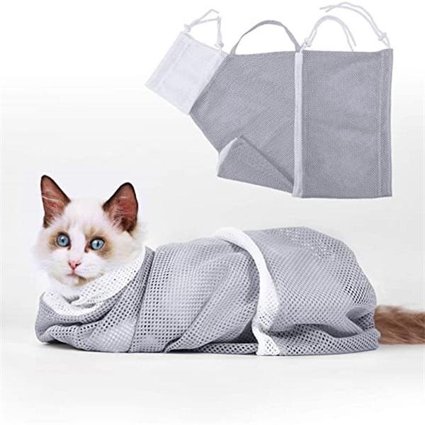 Mesh Kat Grooming Bad Tas Multifunctionele Grooming Bad Zak Huisdier Nail Trimmen Zakken Geen Krassen Bite Terughoudendheid Nail snijden: Gray