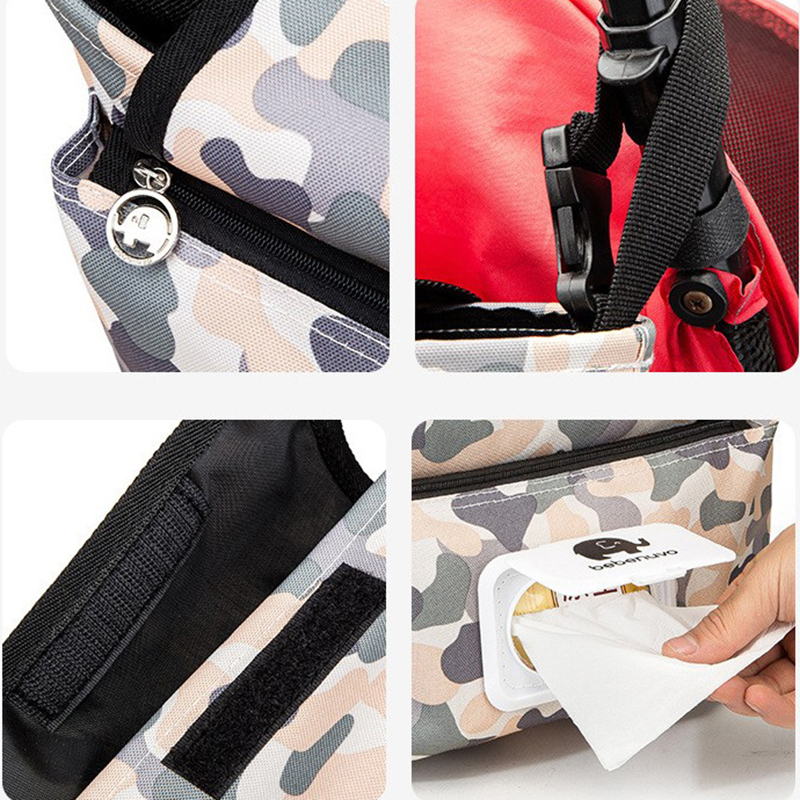 Large capacity baby stroller hanging bag flip wipes storage box baby diaper bags organizer shoulder bag shoulder bag mummy bag tote