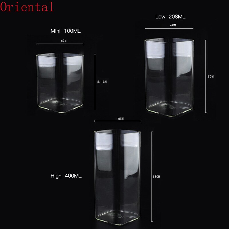 Highball Glasses Lead-Free Crystal Clear Glass Drinking Cups for Water Wine Beer Cocktails and Square Mini Dessert Cups