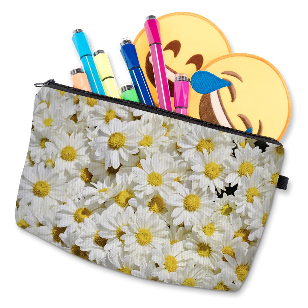 Deanfun Waterproof Cosmetic Bag Women Toiletry Bags Roomy Little Daisy Small Makeup Bags Women 52349