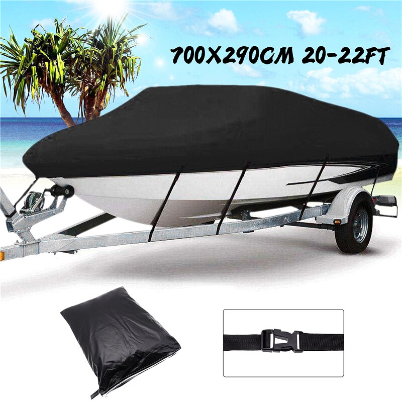Yacht båd cover 11- 22ft barco båd cover anti-uv vandtæt heavy duty 210d marine trailerable canvas båd tilbehør: 20-22ft (700 x 290cm)