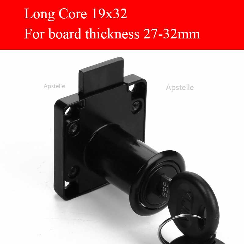 PQB High-grade Desk Drawer Lock 22/32mm Silver Gold Blcak Wardrobe Locks Cabinet Locks Furniture Cam Locks Drilling with Keys: 32mm Black