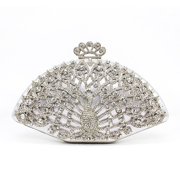 Luxe Vrouwen Avond Tassen Diamond Crystal Vrouwen Party Clutch Bag Mode Bruids Zak Handtas Bolsos: Zilver