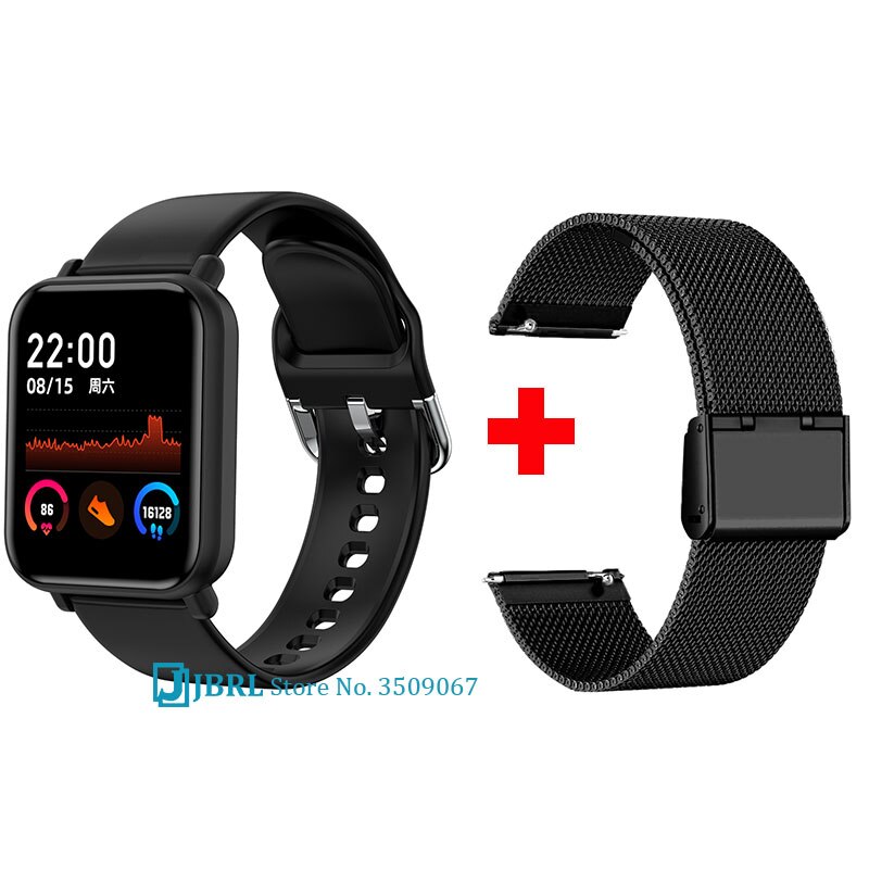 Reloj inteligente completamente táctil para hombres y mujeres, reloj inteligente electrónico para Android IOS, rastreador de Fitness, reloj inteligente deportivo con Bluetooth: black add strap 1